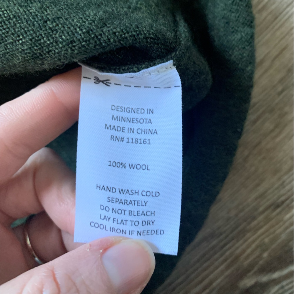 Abode Outside Campfire 100% Merino Wool Quarter Zip Forest Green L View 4